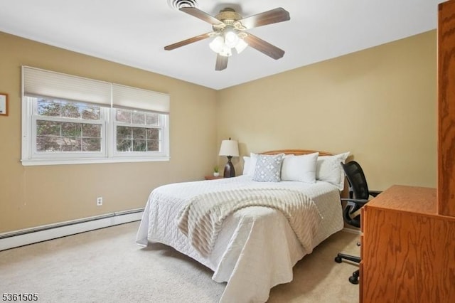 52 Hawthorne Ave, Springfield Twp, NJ 07081 - carpeted bedroom with a baseboard heating unit and ceiling fan