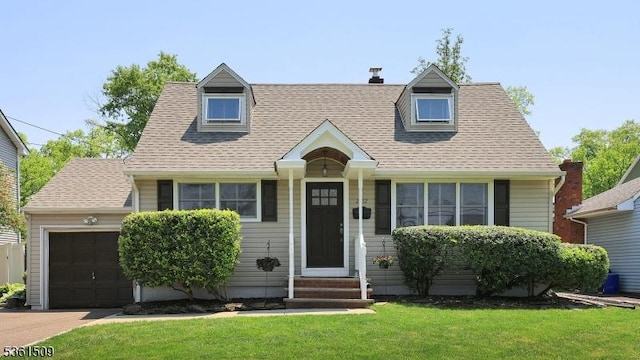 2052 Church Ave, Scotch Plains Twp, NJ 07076 - cape cod house with a front yard, a garage, entry steps, and roof with shingles