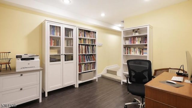 2052 Church Ave, Scotch Plains Twp, NJ 07076 - office area featuring dark wood finished floors and recessed lighting