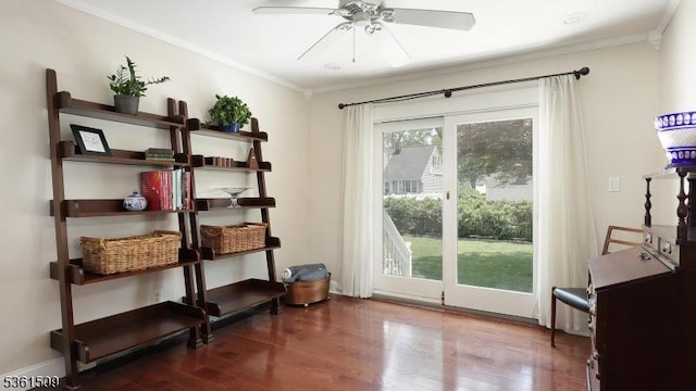 2052 Church Ave, Scotch Plains Twp, NJ 07076 - entryway featuring ceiling fan, wood finished floors, and ornamental molding