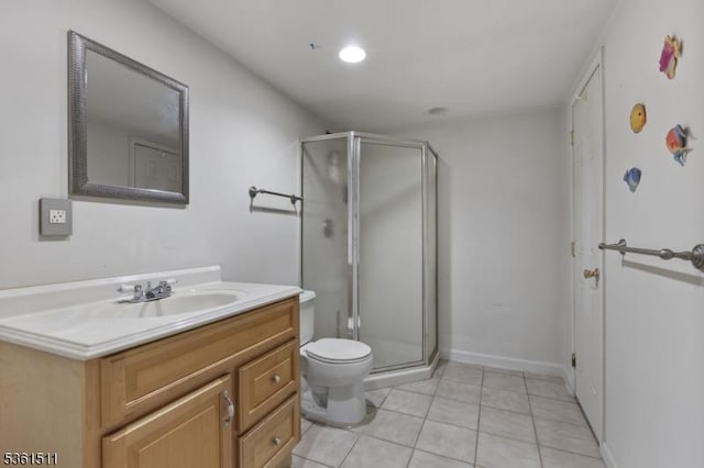 5 Caleb Ct, Hardyston Twp, NJ 07419 - full bathroom featuring toilet, vanity, a stall shower, and tile patterned flooring