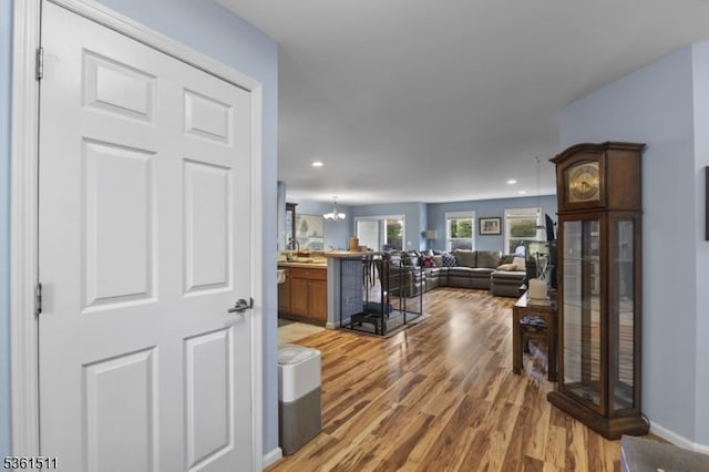 5 Caleb Ct, Hardyston Twp, NJ 07419 - living room featuring light wood-style flooring, recessed lighting, and baseboards
