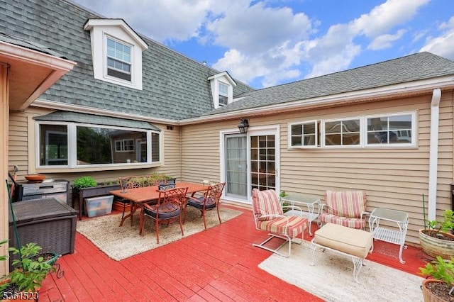 933 River Rd, Hillsborough Twp, NJ 08844 - wooden terrace with outdoor dining area