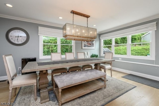 307 Squaw Trl, Hopatcong Boro, NJ 07821 - dining room with crown molding, healthy amount of natural light, baseboards, recessed lighting, and wood finished floors