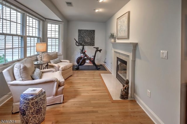 302 Lindabury Ln, Tewksbury Twp, NJ 07979 - living area featuring light wood-style floors and a high end fireplace