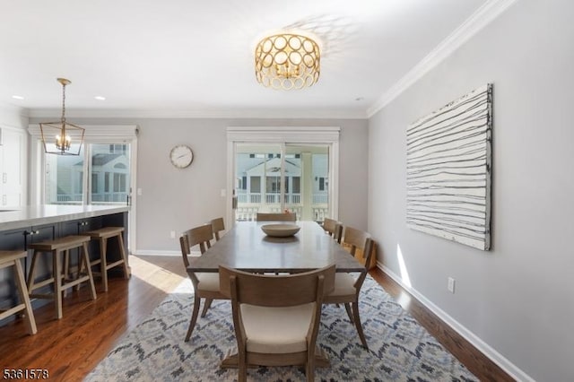 50H New England Ave Unit H, Summit City, NJ 07901 - dining space featuring ornamental molding, dark wood-type flooring, plenty of natural light, and baseboards
