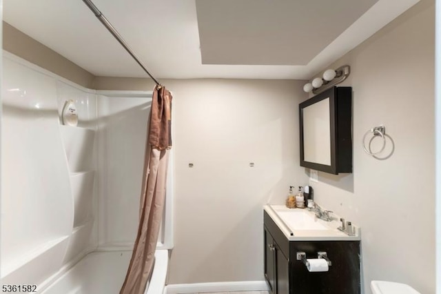 420 Hollywood Ave, Hillside Twp, NJ 07205 - full bathroom featuring vanity, shower / bathtub combination with curtain, and toilet