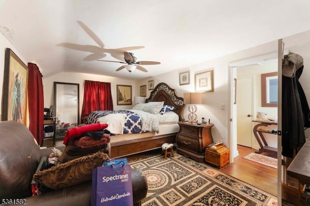 420 Hollywood Ave, Hillside Twp, NJ 07205 - bedroom with wood finished floors, a ceiling fan, and vaulted ceiling