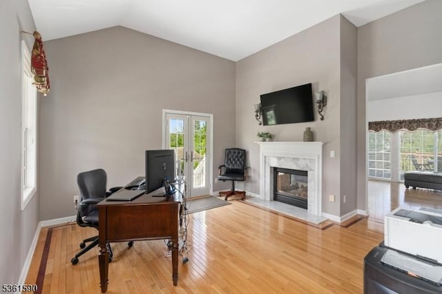 7 Links Ct, Sparta Twp, NJ 07871 - office with french doors, wood finished floors, healthy amount of natural light, baseboards, and high vaulted ceiling