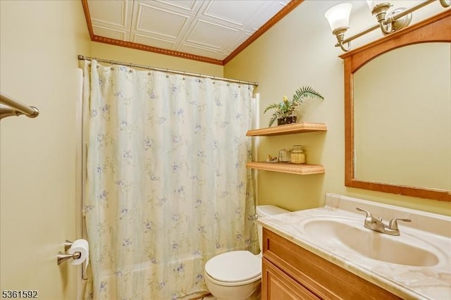 73-81 Mariners Ct, Plainfield City, NJ 07063 - full bath with vanity, a shower with curtain, and an ornate ceiling