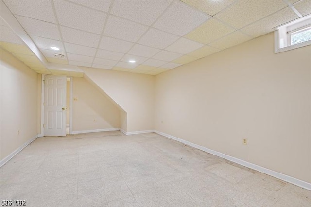 73-81 Mariners Ct, Plainfield City, NJ 07063 - basement with a drop ceiling, light carpet, and recessed lighting