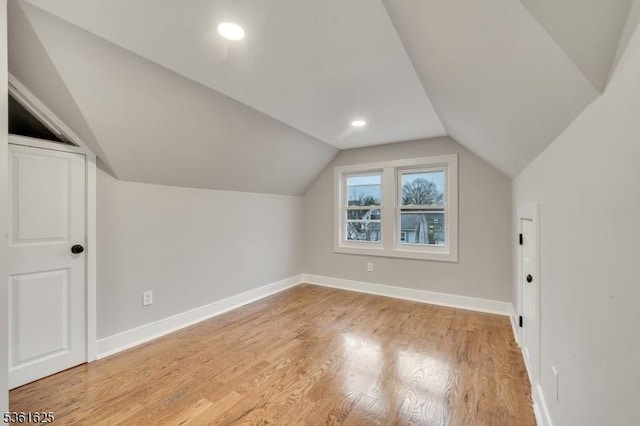 139 Weaver Ave, Bloomfield Twp, NJ 07003 - additional living space with vaulted ceiling, light wood-style floors, baseboards, and recessed lighting