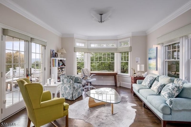 7 Shenandoah Ct, Washington Twp, NJ 07830 - living area with crown molding and dark wood finished floors