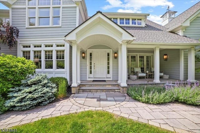 7 Shenandoah Ct, Washington Twp, NJ 07830 - entrance to property featuring roof with shingles and a porch