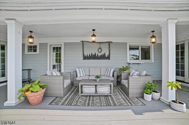 7 Shenandoah Ct, Washington Twp, NJ 07830 - wooden porch featuring outdoor lounge area