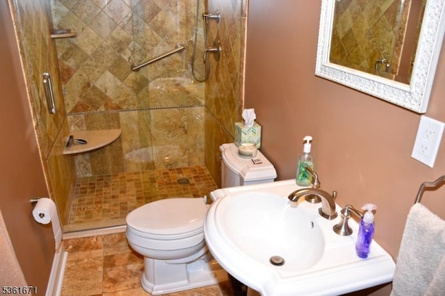 23 Pepperidge Rd, Morris Twp, NJ 07960 - bathroom with a shower stall, a sink, toilet, and tile patterned flooring