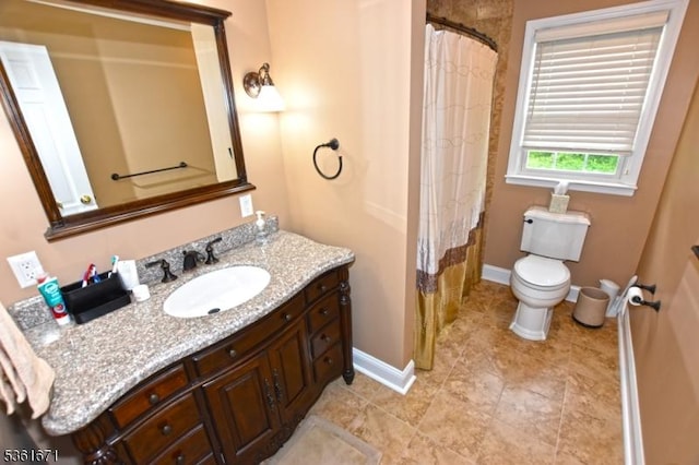 23 Pepperidge Rd, Morris Twp, NJ 07960 - full bathroom with vanity, toilet, baseboards, a shower with curtain, and tile patterned flooring