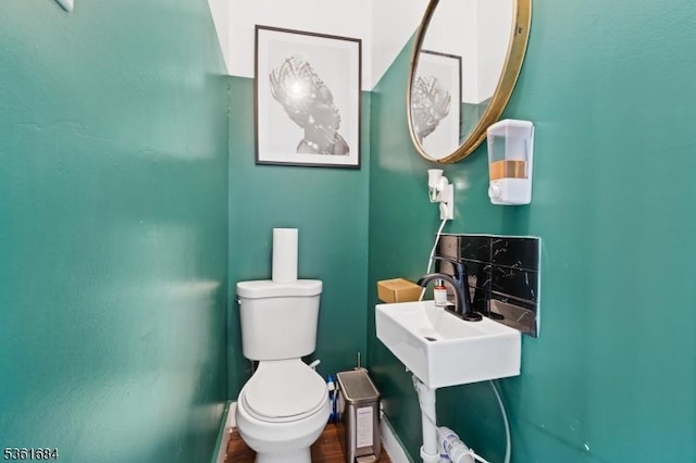46 Harmony St, North Plainfield Boro, NJ 07060 - bathroom featuring toilet and wood finished floors