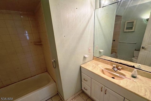 17 Hilltop Cir, Hanover Twp, NJ 07981 - bathroom featuring vanity, toilet, tub / shower combination, and tile patterned flooring