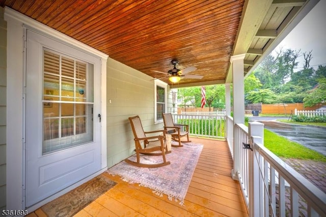 328 John St, Bound Brook Boro, NJ 08805 - wooden porch featuring ceiling fan