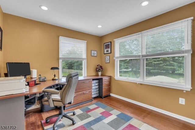 11 Wesley Rd, Hillsborough Twp, NJ 08844 - office featuring wood finished floors, baseboards, and recessed lighting