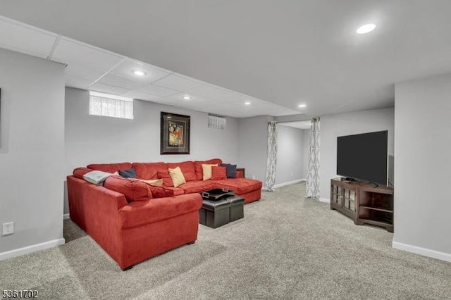 11 Wesley Rd, Hillsborough Twp, NJ 08844 - living area featuring recessed lighting, carpet, and baseboards