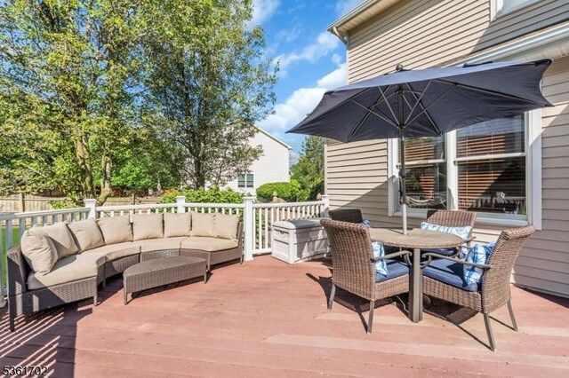 11 Wesley Rd, Hillsborough Twp, NJ 08844 - wooden deck featuring an outdoor living space and outdoor dining space