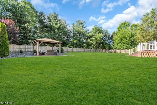 11 Wesley Rd, Hillsborough Twp, NJ 08844 - view of yard featuring a gazebo, a patio, and a wooden deck