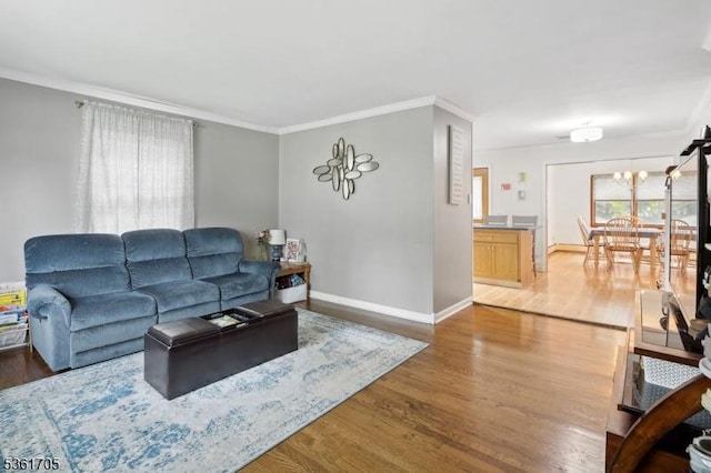 35 Woodward Ave, Bloomingdale Boro, NJ 07403 - living area with crown molding, wood finished floors, and baseboards