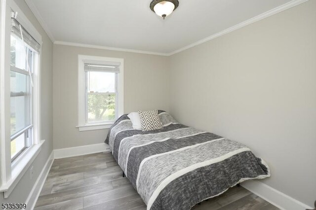 7 Clinton St, Morristown Town, NJ 07960 - bedroom featuring baseboards, ornamental molding, and wood finished floors