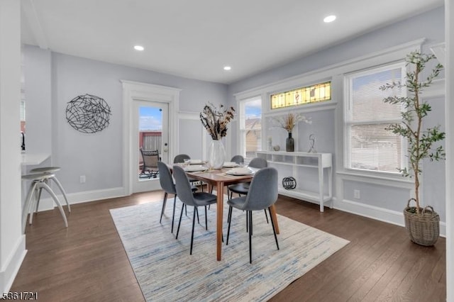 234 Trenton Ave, Clifton City, NJ 07011 - dining area featuring dark wood-type flooring, baseboards, and recessed lighting