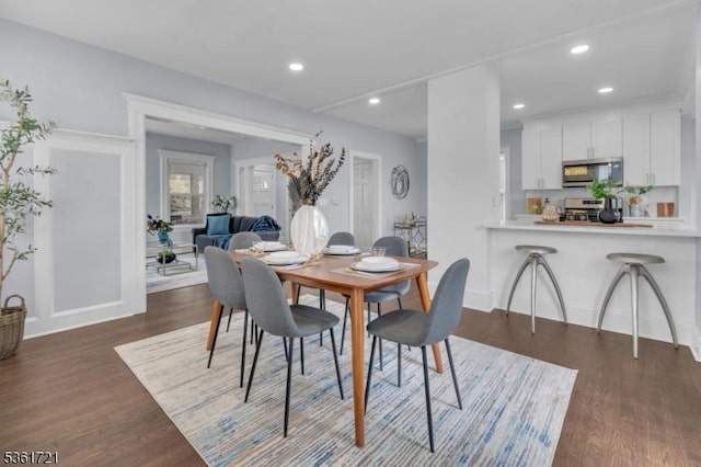 234 Trenton Ave, Clifton City, NJ 07011 - dining space featuring dark wood-style flooring, recessed lighting, and baseboards
