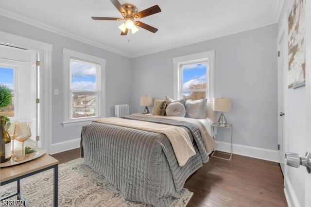 234 Trenton Ave, Clifton City, NJ 07011 - bedroom featuring radiator heating unit, baseboards, multiple windows, and crown molding