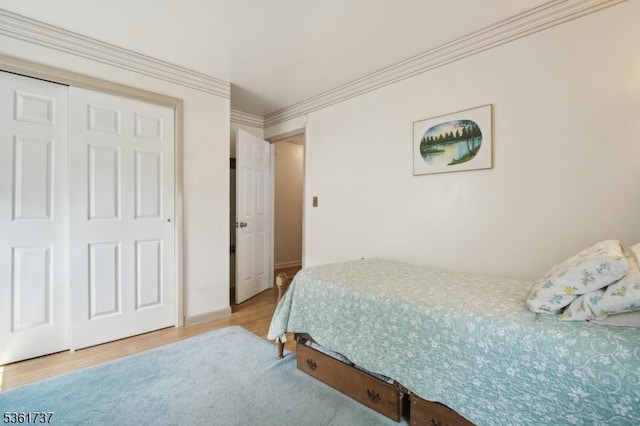 28 Stylon Rd, Wayne Twp, NJ 07470 - bedroom with wood finished floors, a closet, and ornamental molding