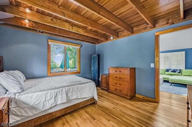 172 Alpine Trl, Sparta Twp, NJ 07871 - bedroom with wood ceiling with exposed beams, wood finished floors, and baseboards
