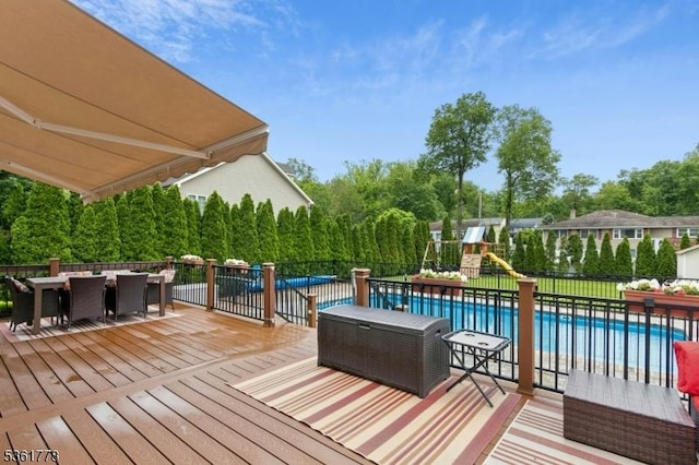 11 Putnam Ave, Berkeley Heights Twp, NJ 07922 - deck featuring outdoor dining space and a playground