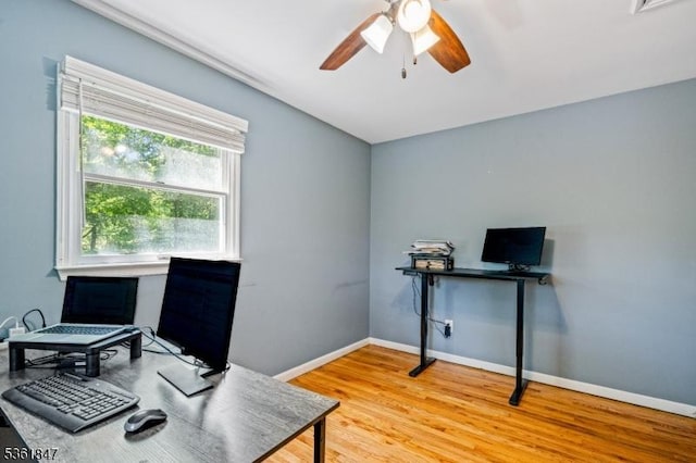 80 Cedar Tree Dr, Vernon Twp, NJ 07422 - office space with ceiling fan, baseboards, and light wood finished floors