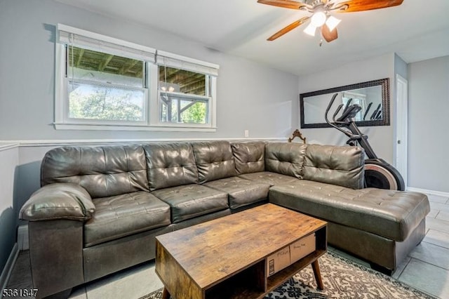 80 Cedar Tree Dr, Vernon Twp, NJ 07422 - living area featuring a ceiling fan, tile patterned floors, and baseboards