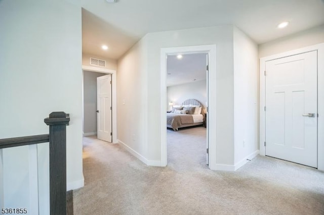 16 Esposito Ln, Roxbury Twp, NJ 07850 - corridor with carpet floors, baseboards, recessed lighting, and an upstairs landing