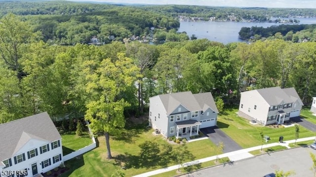 16 Esposito Ln, Roxbury Twp, NJ 07850 - bird's eye view of a heavily wooded area and a nearby body of water