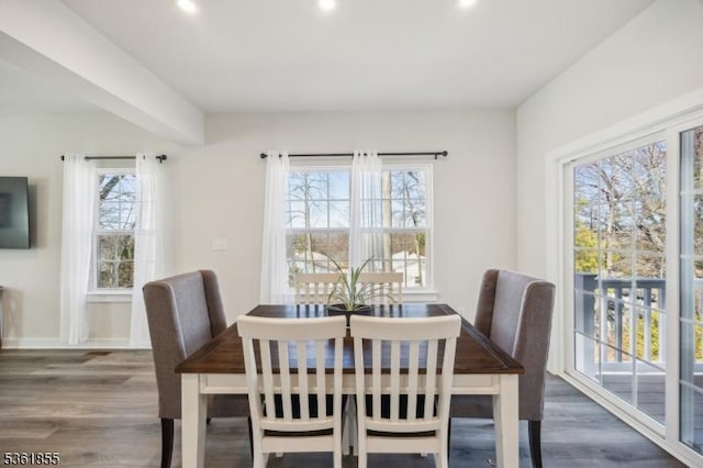 16 Esposito Ln, Roxbury Twp, NJ 07850 - dining area featuring wood finished floors, recessed lighting, and baseboards