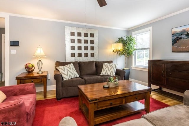 15 Yantecaw Ave, Bloomfield Twp, NJ 07003 - living area featuring crown molding, ceiling fan, and wood finished floors