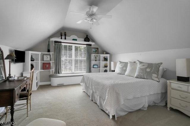 52 Independence Dr, Bernards Twp, NJ 07920 - bedroom featuring vaulted ceiling, light carpet, and ceiling fan