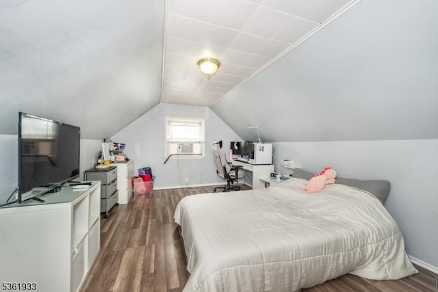 30 Filbert Ln, Union Twp, NJ 07083 - bedroom with dark wood-style floors, vaulted ceiling, and baseboards