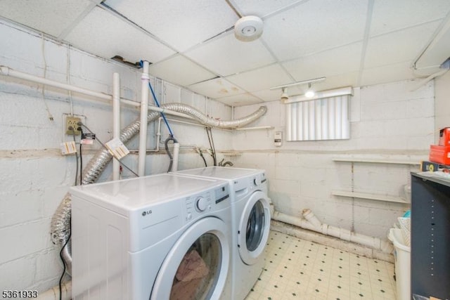 30 Filbert Ln, Union Twp, NJ 07083 - washroom featuring light flooring, washer and clothes dryer, and concrete block wall