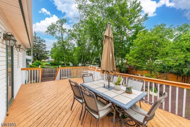 30 Filbert Ln, Union Twp, NJ 07083 - wooden terrace featuring outdoor dining space and a fenced backyard