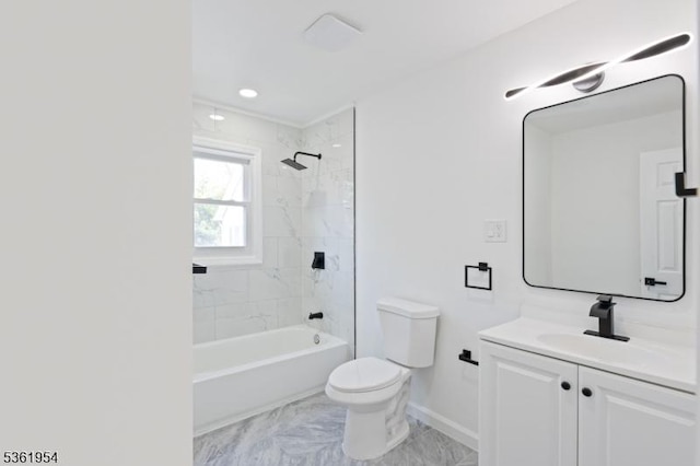 6 Lionel Pl, Hanover Twp, NJ 07981 - full bathroom featuring toilet, vanity, baseboards, and shower / tub combination