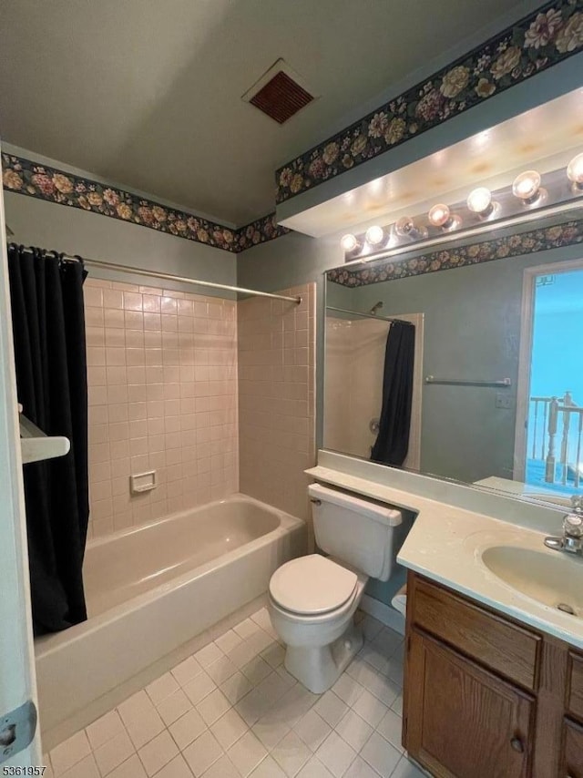 55 Weatherhill Rd, Hamburg Boro, NJ 07419 - full bathroom with tile patterned flooring, shower / tub combo, vanity, and toilet