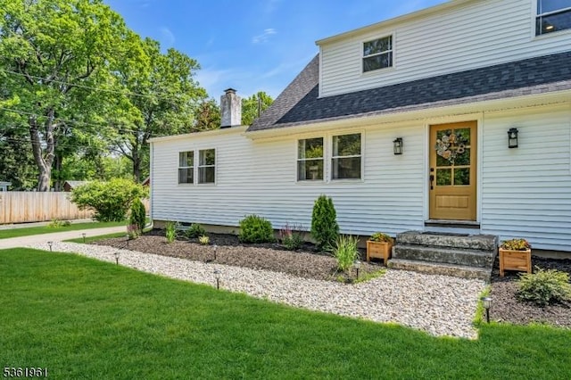 172 Ferry Rd, Delaware Twp, NJ 08822 - view of front of property featuring a chimney, entry steps, and a shingled roof