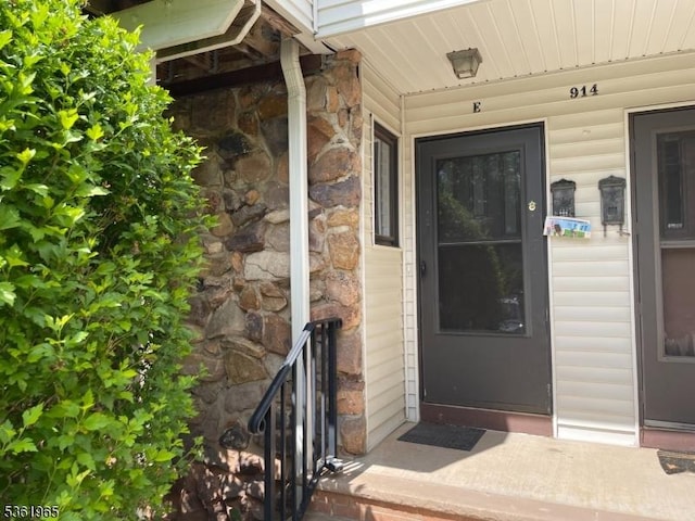 914 Merritt Dr Unit E, Hillsborough Twp, NJ 08844 - doorway to property with stone siding